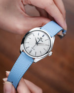 Baby Blue Chevre Slim Strap