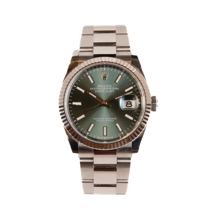 Datejust 36 - Oystersteel and 18k White Gold "Mint Green" 2023