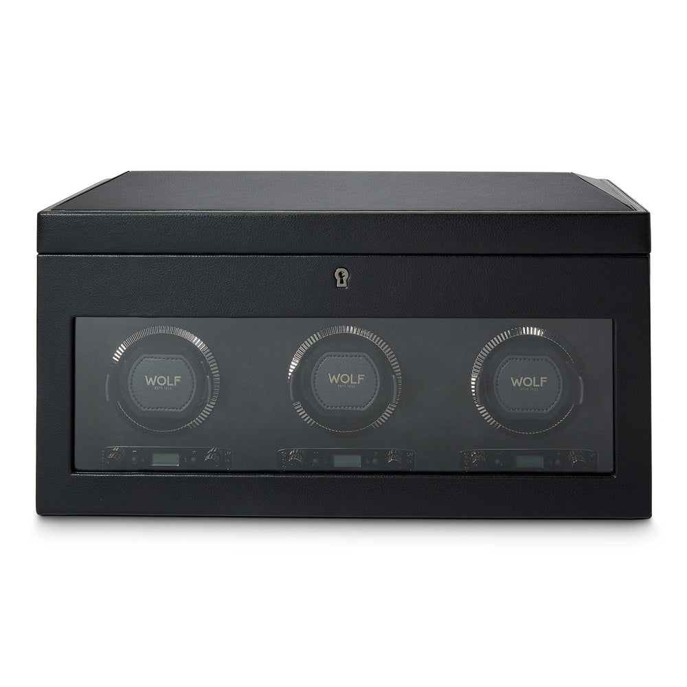 British Racing Triple Watch Winder with Storage Black