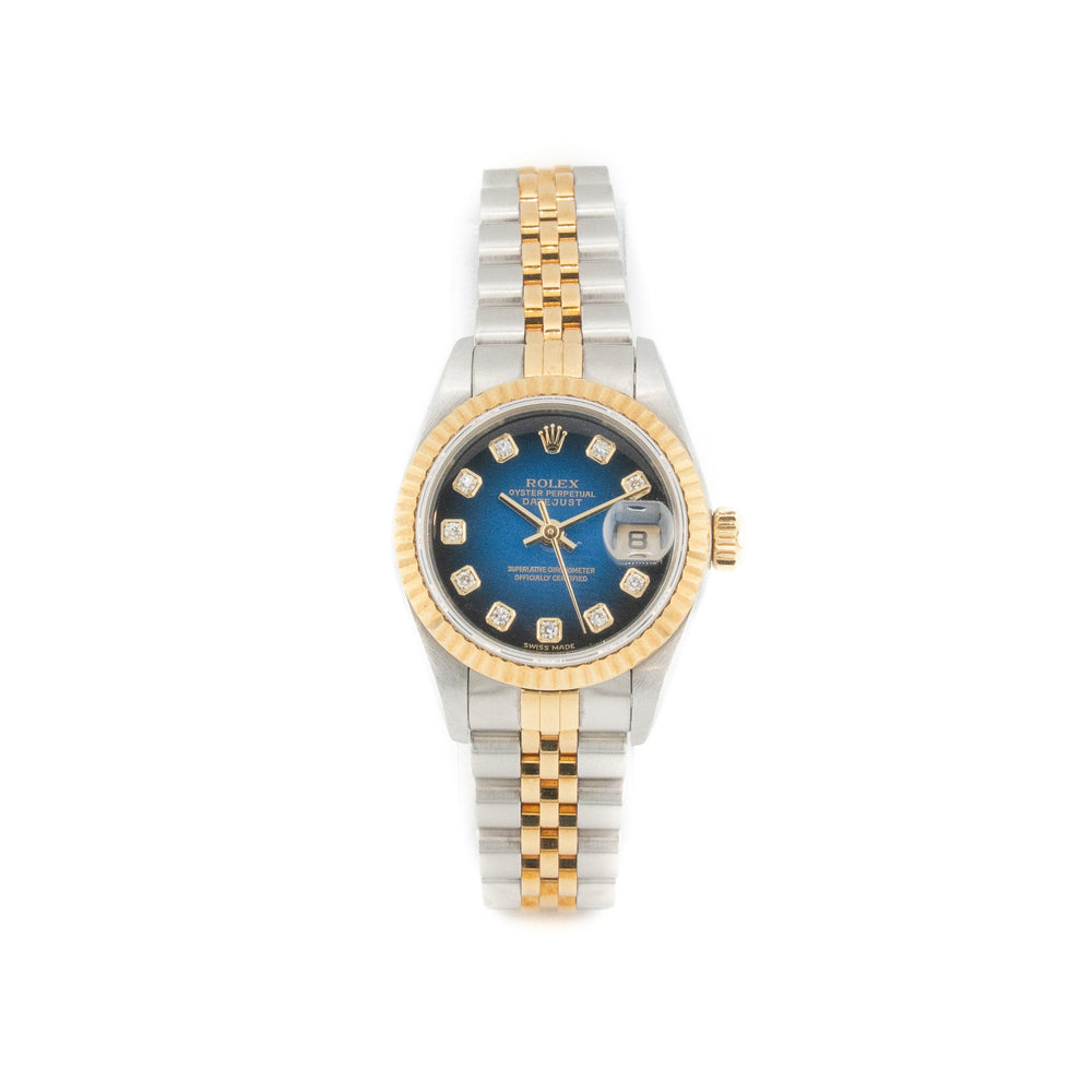 Datejust 26 Oystersteel & Yellow Gold, "Vignette Blue Diamond Dial "- 2002