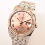 Datejust 36 - Oystersteel and White Gold, Pink Roman Dial (116234) - 2014