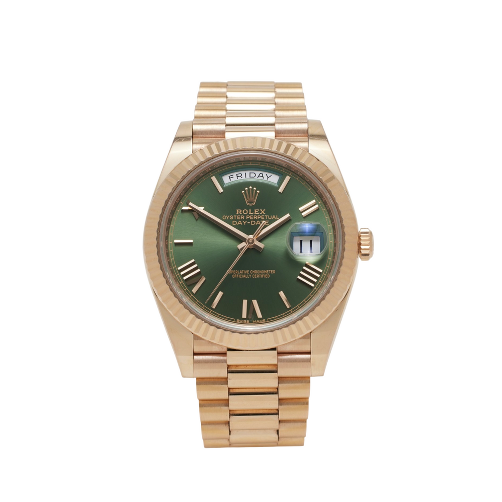 Day-Date 40 18ct Everose Gold - Olive Green