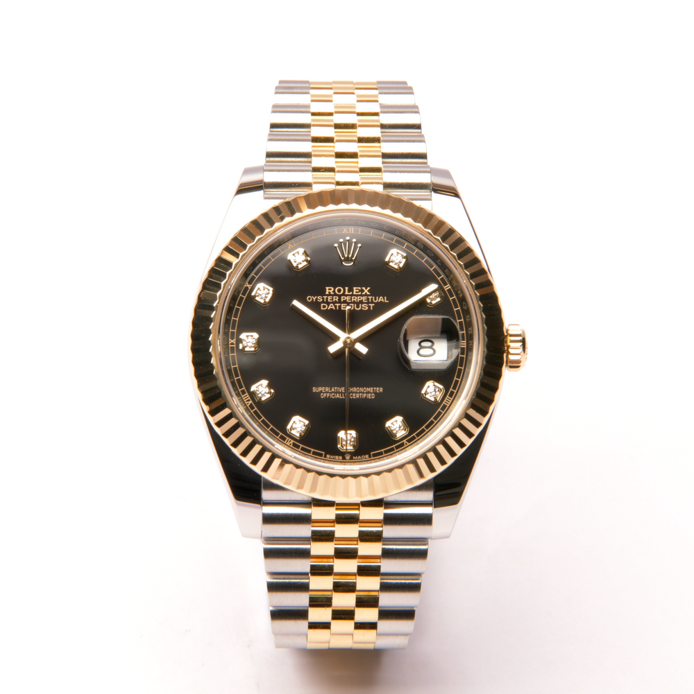 Datejust 41 - Oystersteel & Yellow Gold, Bright Black Set with Diamonds (2021) – Rolex | Swiss Emporium Melbourne