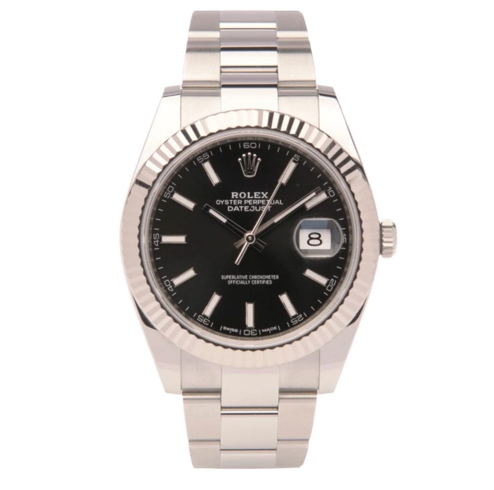 Datejust 41- Oystersteel & 18 ct White Gold, Black Dial (2018)