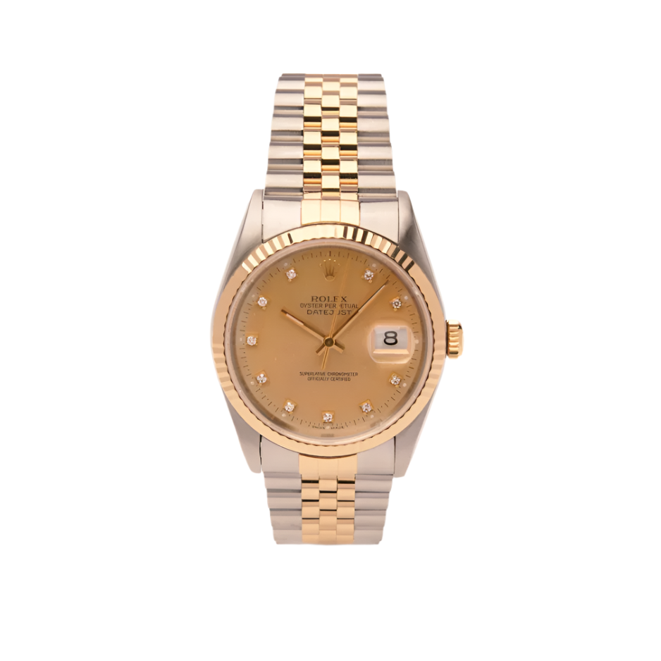 Datejust 36 - Oystersteel & Yellow Gold, Champagne Dial with diamonds (1994)