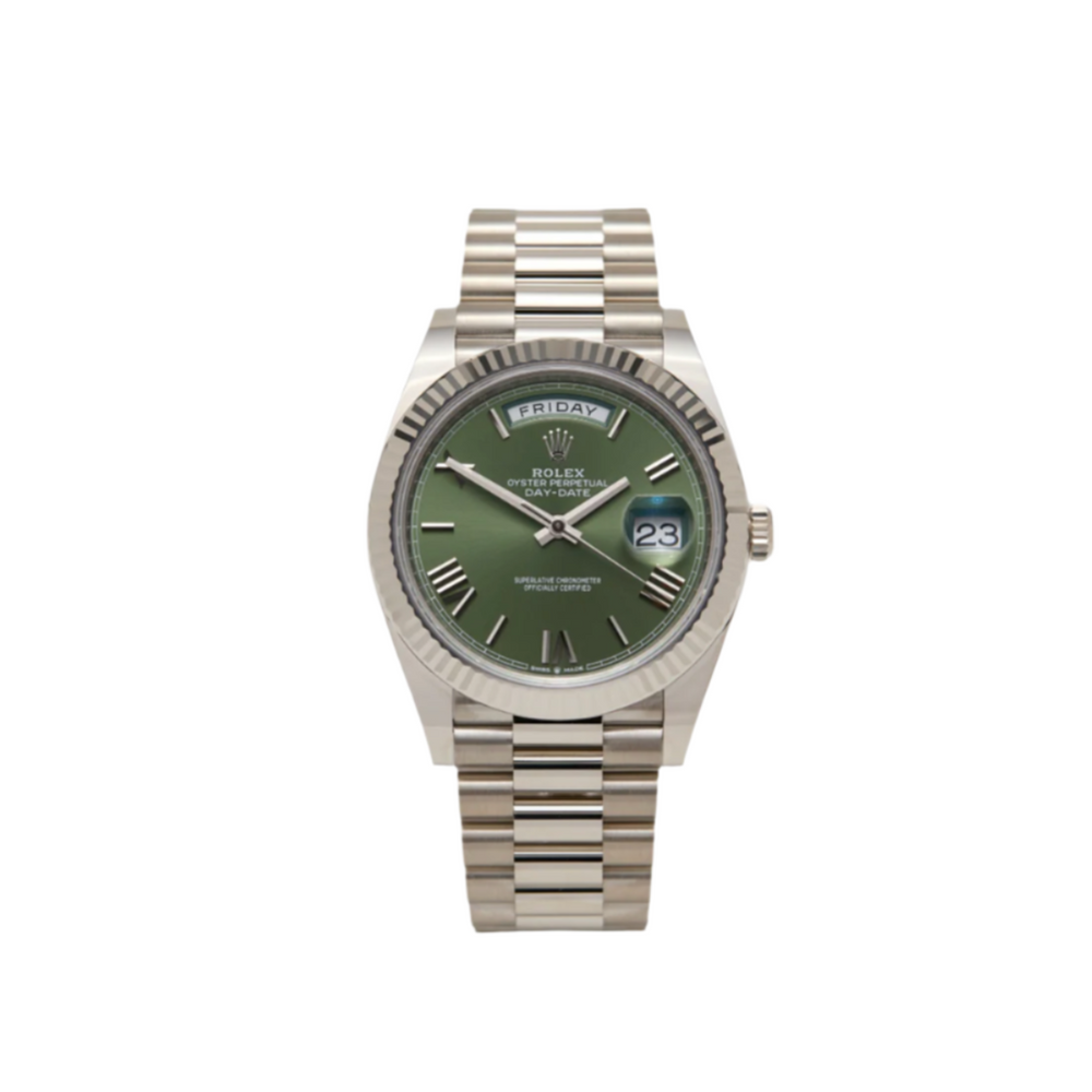 Day-Date 40 White Gold 60th Anniversary "Olive Green" – Rolex | Swiss Emporium Melbourne