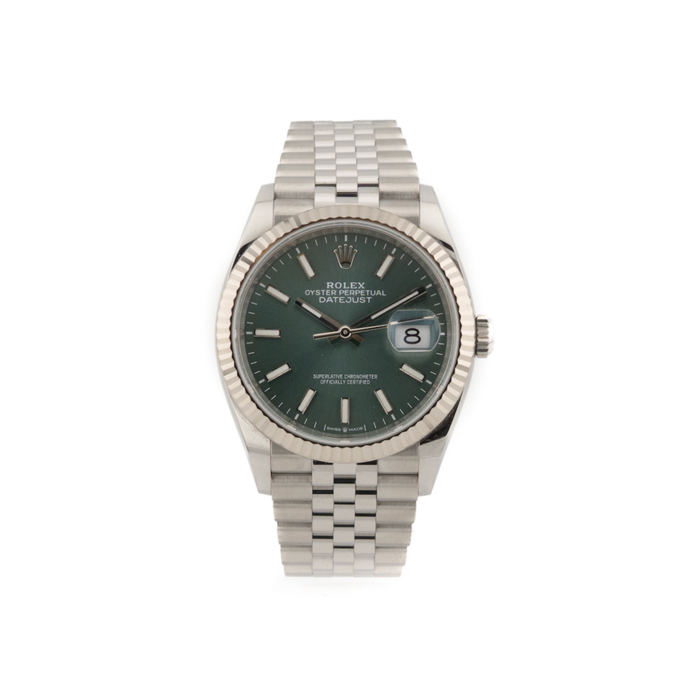 Datejust 36 - Oystersteel and 18k White Gold "Mint Green" 2023