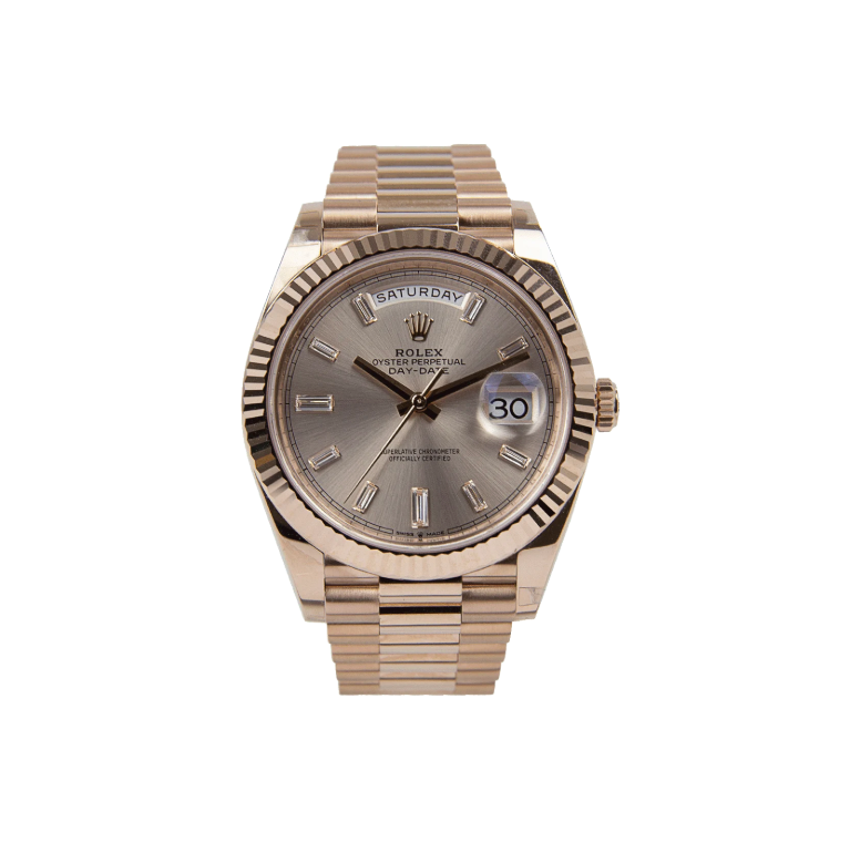 Day-Date 40- Everose Gold Baguette Diamond Dial – Rolex | Swiss Emporium Melbourne