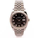 Datejust 41 - Oystersteel and White Gold, Bright Black, Diamond Set Dial