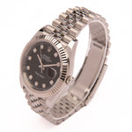 Datejust 41 - Oystersteel and White Gold, Bright Black, Diamond Set Dial