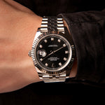 Datejust 41 - Oystersteel and White Gold, Bright Black, Diamond Set Dial
