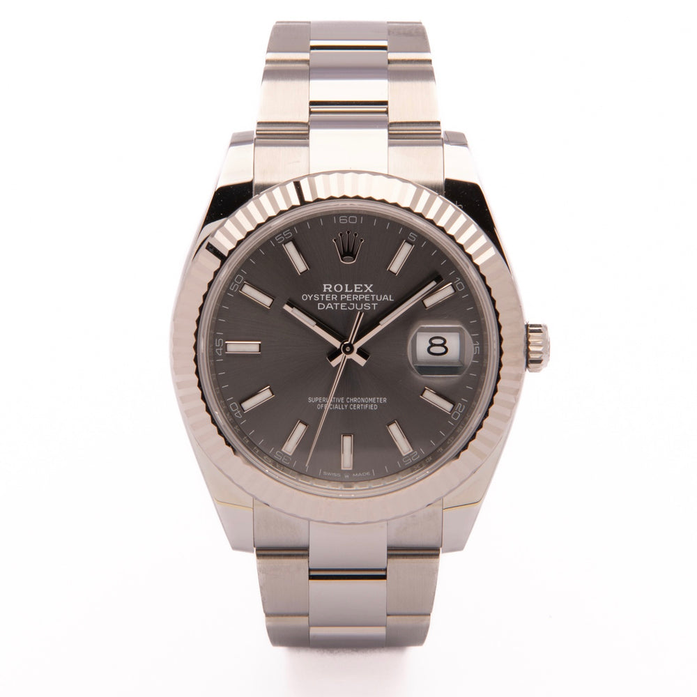Datejust 41- Oystersteel & 18 ct White Gold, Slate Dial (2024) – Rolex | Swiss Emporium Melbourne