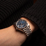 Datejust 36- Oystersteel & White Gold, Bright Blue Fluted Motif Dial