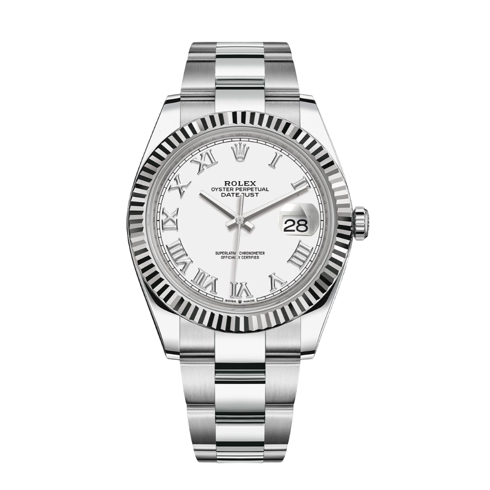 Datejust 41- Oystersteel & 18 ct White Gold, Stick Dial (2025)