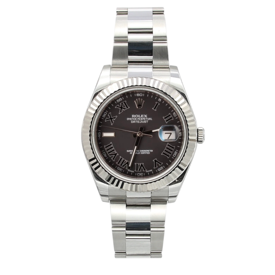 Rolex Datejust II Grey Roman Dial Fluted Oyster