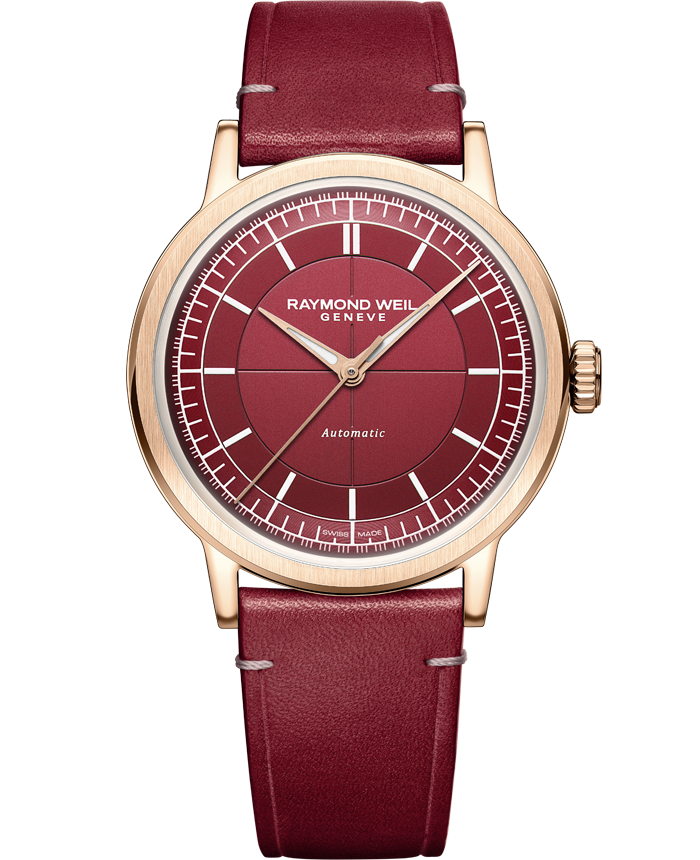 Millesime Automatic Central Seconds Red Grape Dial Watch, 39 mm