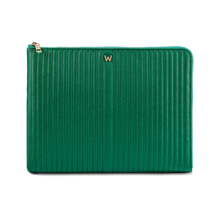 Wolf Mimi 13" Laptop Sleeve With Zip + Handle Forest Green