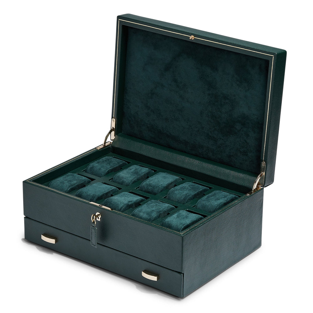 Wolf Brit Racing Green 10P W Draw Watch Box - Swiss Emporium