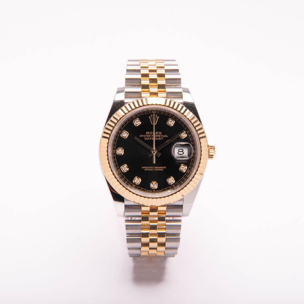 Datejust 41 - Oystersteel and White Gold, Bright Black Set with Diamonds (2022)