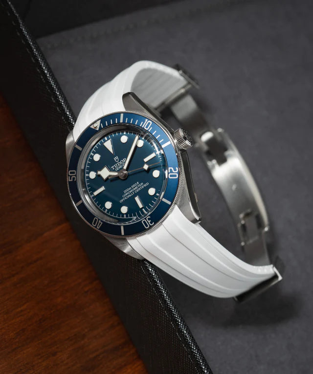Tudor Black Bay 58 Blue On Strap White CTS Rubber Strap For Tudor