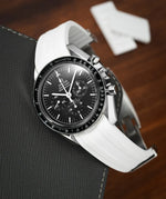 White CTS Rubber Strap for Omega Speedmaster 42mm