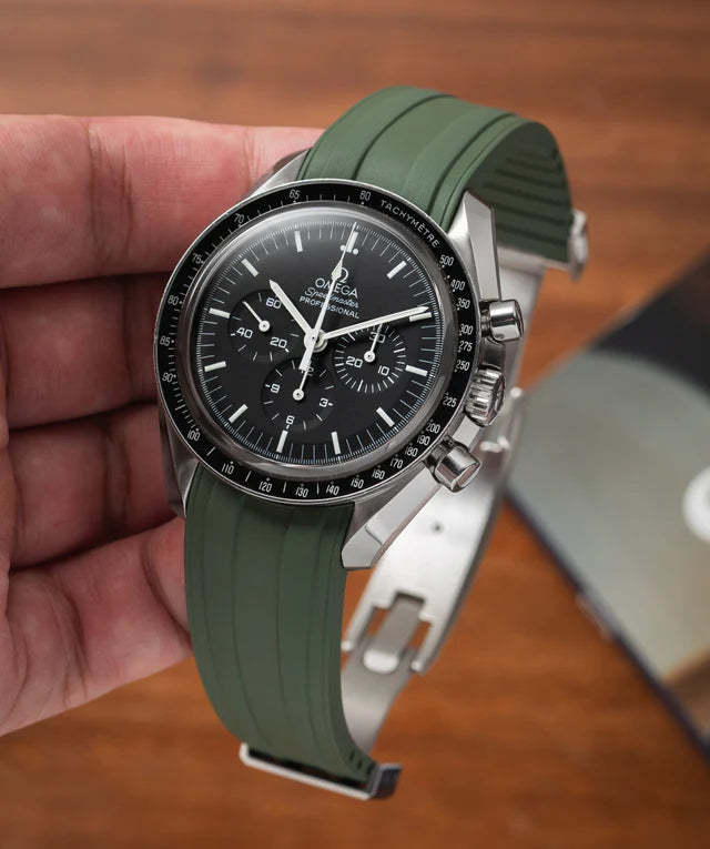 Olive Green CTS Rubber Strap for Omega Speedmaster 42mm
