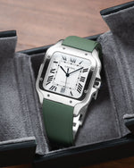 Olive Green Sailcloth CTS Rubber Strap for Cartier Santos de Cartier