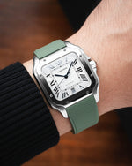 Olive Green Sailcloth CTS Rubber Strap for Cartier Santos de Cartier