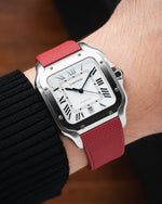 Red Sailcloth CTS Rubber Strap for Cartier Santos de Cartier