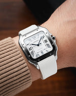 White Sailcloth CTS Rubber Strap for Cartier Santos de Cartier