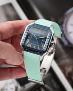 Mint Green Sailcloth CTS Rubber Strap for Cartier Santos de Cartier