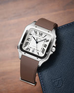 Brown CTS Rubber Strap for Cartier Santos de Cartier