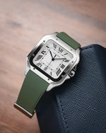 Olive Green CTS Rubber Strap for Cartier Santos de Cartier