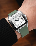 Olive Green CTS Rubber Strap for Cartier Santos de Cartier