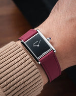 Wine Red Rubberised Leather (Smooth) Slim Strap