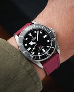 Wine Red Rubberised Leather (Smooth) Slim Strap