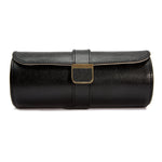 Wolf Palermo Double Watch Roll with Jewellery Pouch Black