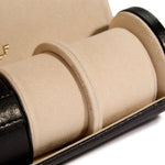 Wolf Palermo Double Watch Roll with Jewellery Pouch Black