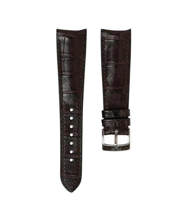 Matte Dark Brown Alligator Signature (Curved) Strap