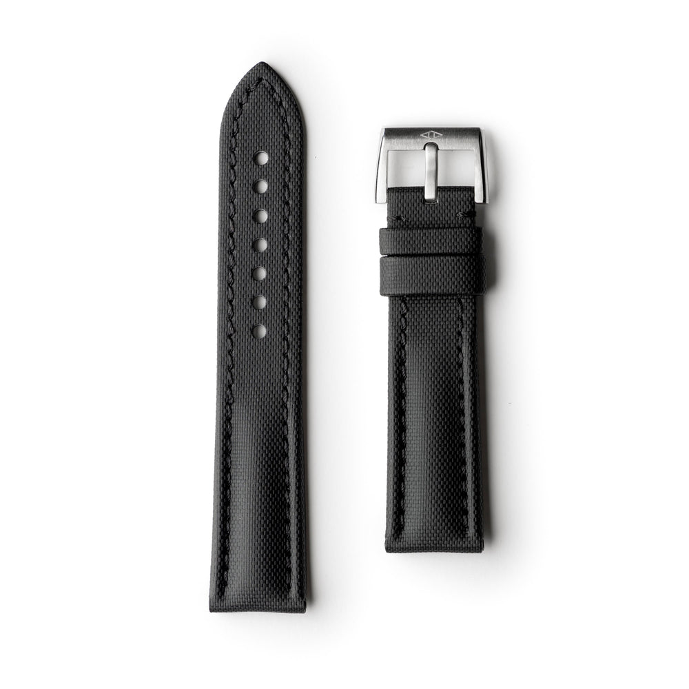 Classic | Black Sailcloth Watch Strap with Black Stitching