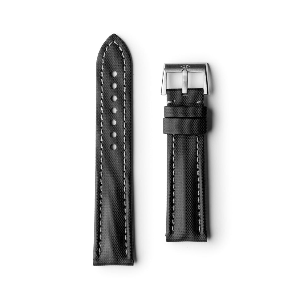 Classic | Black Sailcloth Watch Strap with Grey Stitching