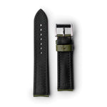 Classic | Khaki Green Sailcloth Watch Strap with Green Stitching