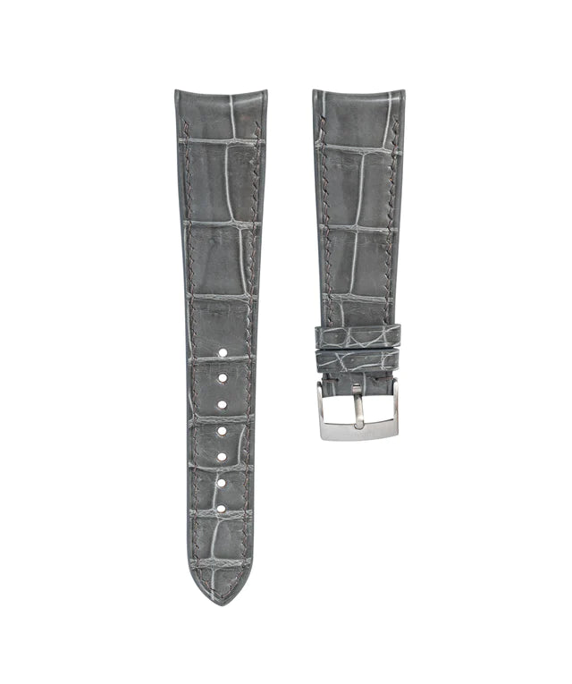 Glossy Grey Crocodile Signature (Curved) Strap