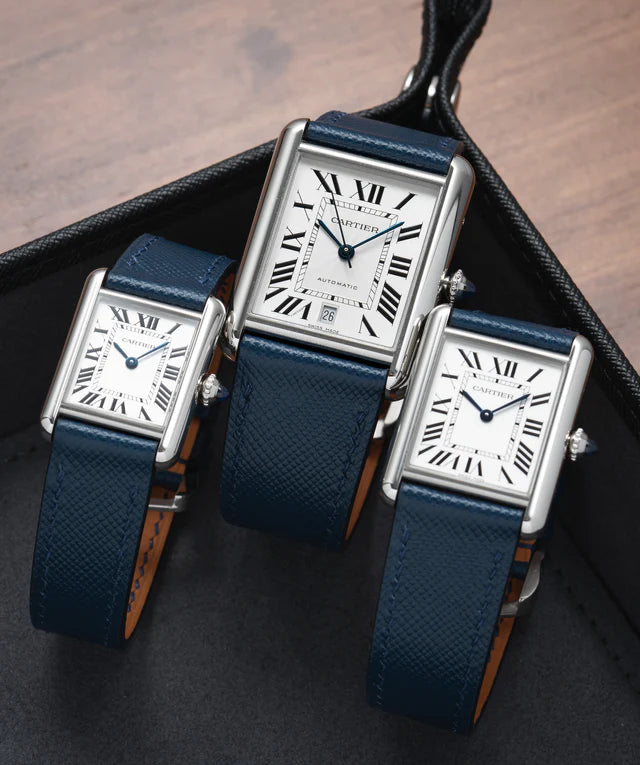 Cartier tank blue strap clearance