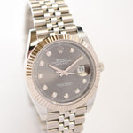 Datejust 41 - Oystersteel and White Gold, Slate Dial set with diamonds (2023)