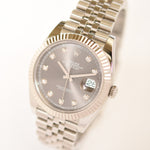 Datejust 41 - Oystersteel and White Gold, Slate Dial set with diamonds (2023)