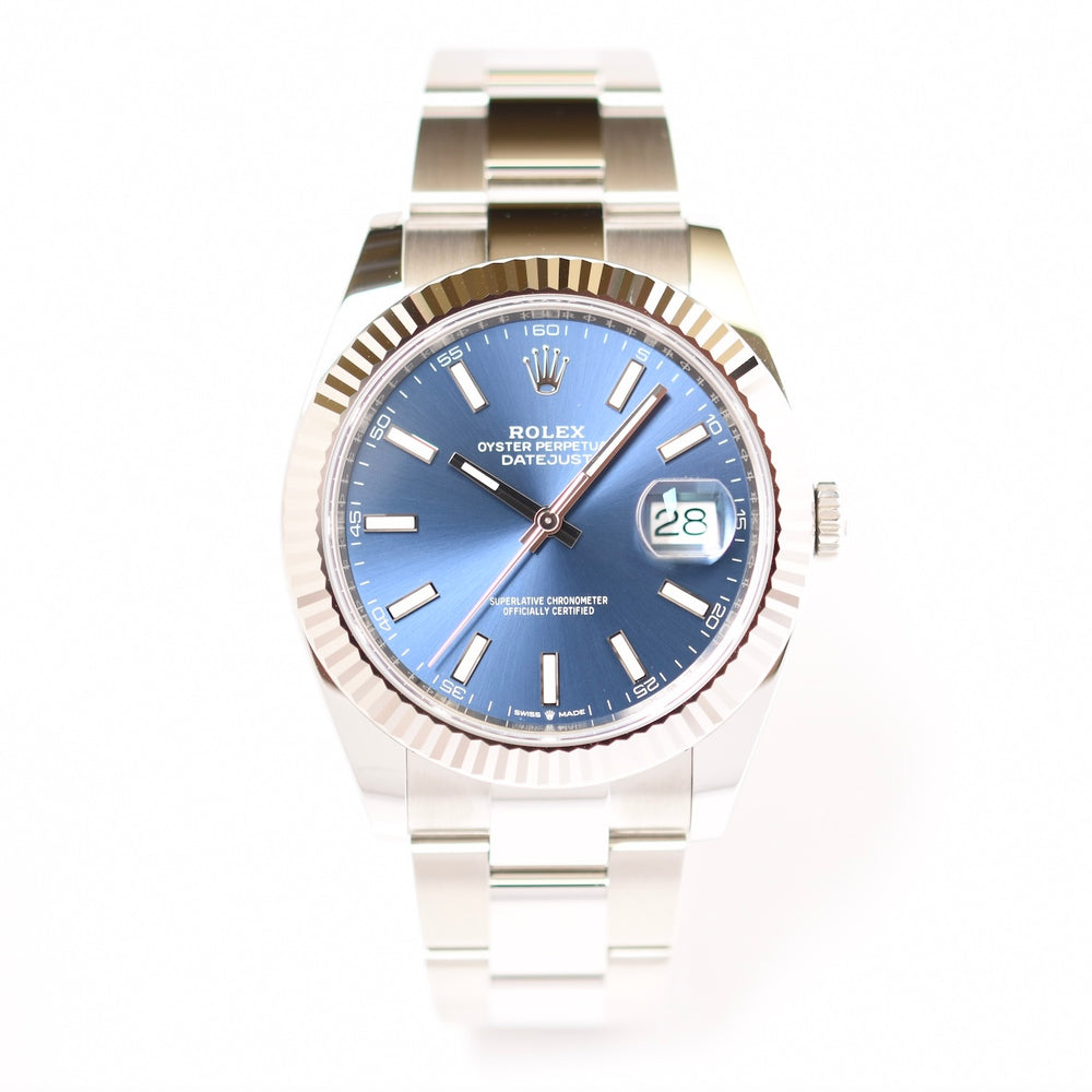 Datejust 41 - Oystersteel & 18 ct White Gold, Bright Blue (2024)