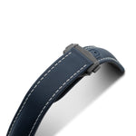 Loop-Less™ Navy Blue Sailcloth Watch Strap with White Stitching