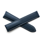 Loop-Less™ Navy Blue Sailcloth Watch Strap with White Stitching