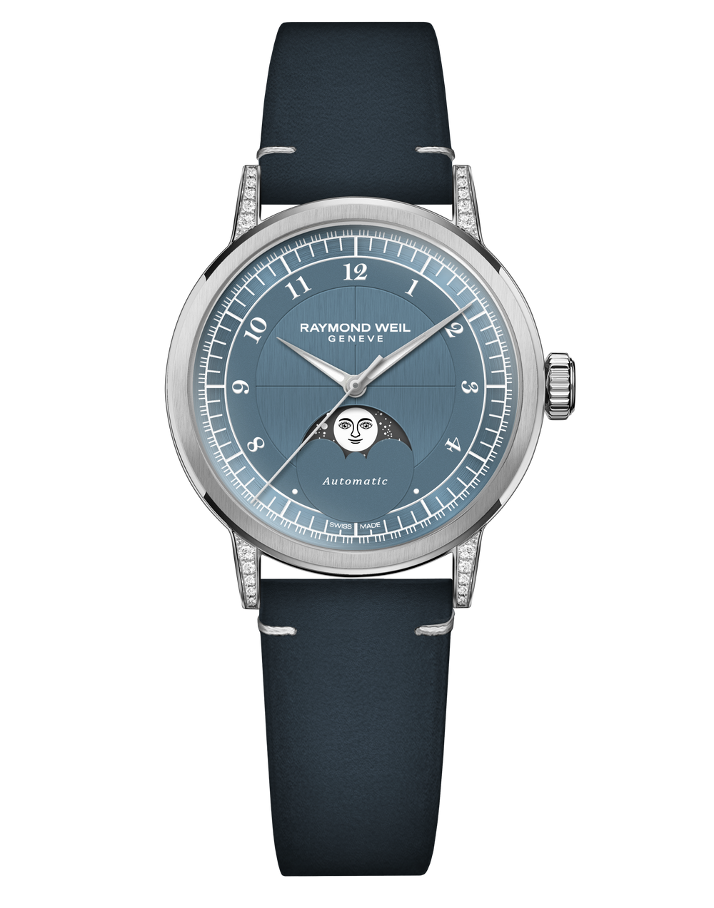 MILLESIME - Denim Blue Moon Phase, 35mm, Diamonds